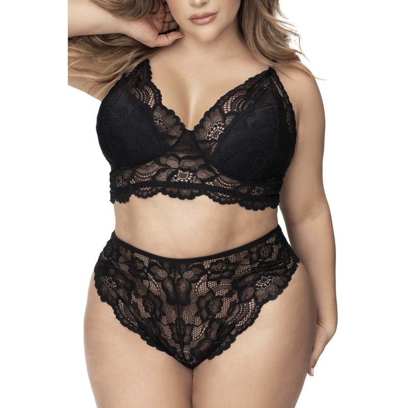 Lingerie grande taille, soutien-gorge et culotte en fibres recyclées 