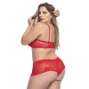 Ensemble lingerie, grande taille,  rouge top bustier et shorty dentelle   