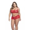 Ensemble lingerie, grande taille,  rouge top bustier et shorty dentelle   