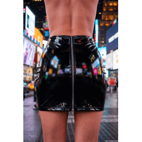 Jupe noire en simili cuir avec zip Lara 