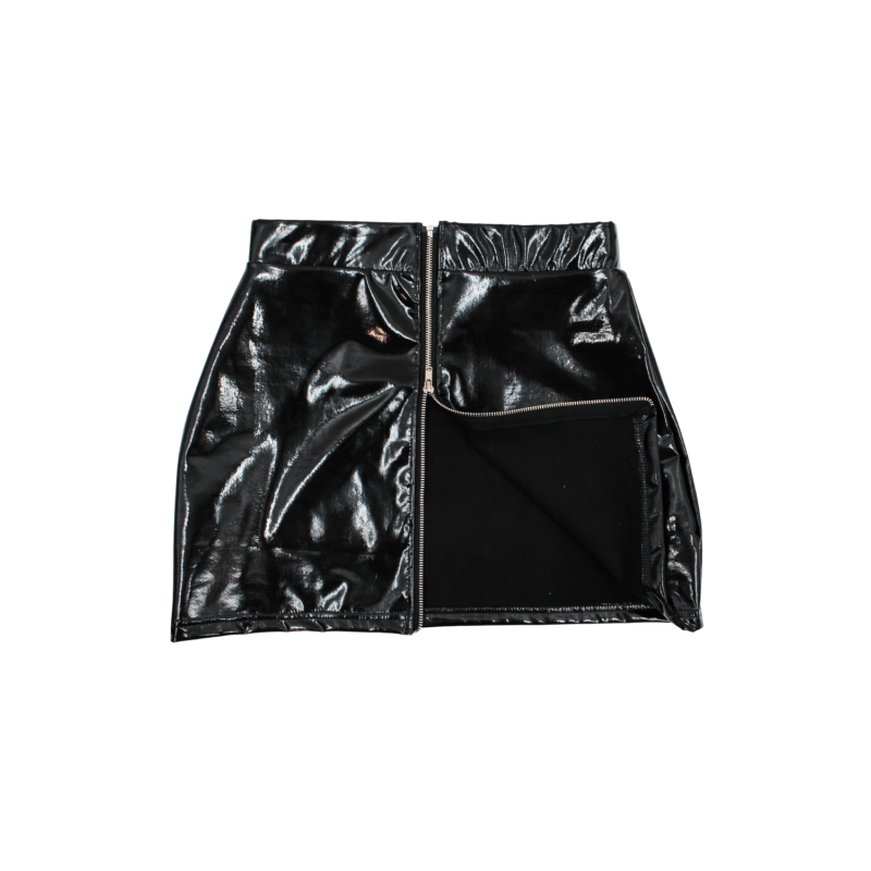 Jupe noire en simili cuir avec zip Lara 