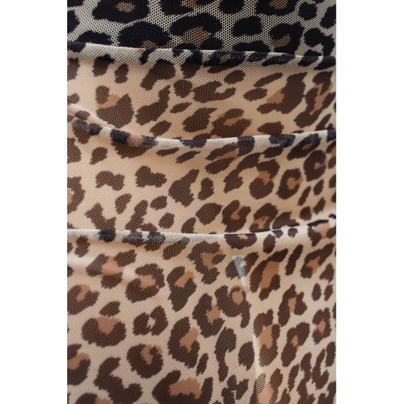 Jupe en résille transparente imprimé léopard Clara 
