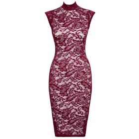 Robe moulante en dentelle rouge bordeaux - Cottelli