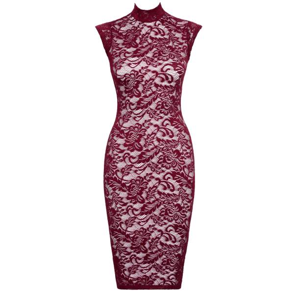 Robe moulante en dentelle rouge bordeaux - Cottelli