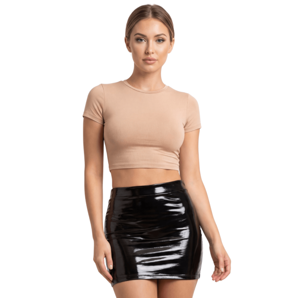 Jupe noire en simili cuir avec zip Lara  Be lily Mode