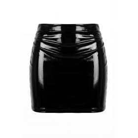 Jupe noire en simili cuir avec zip Lara  Be lily Mode