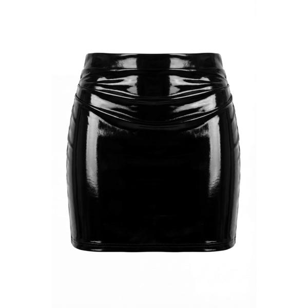 Jupe noire en simili cuir avec zip Lara  Be lily Mode