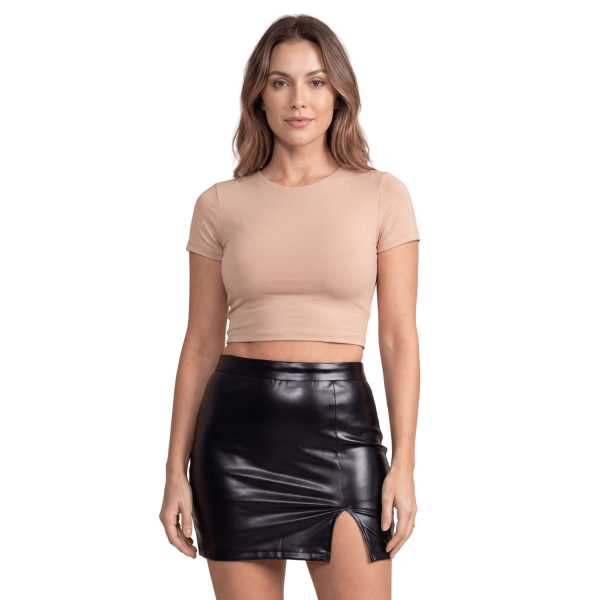 Jupe sexy courte noire wetlook Alessia  Be lily Mode