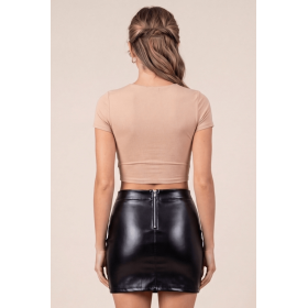 Jupe sexy courte noire wetlook Alessia  Be lily Mode