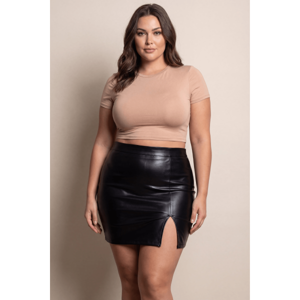 Jupe sexy courte noire wetlook Alessia  Be lily Mode