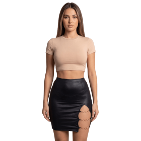 Jupe courte noire Elena fendue sur le côté  Be lily Mode