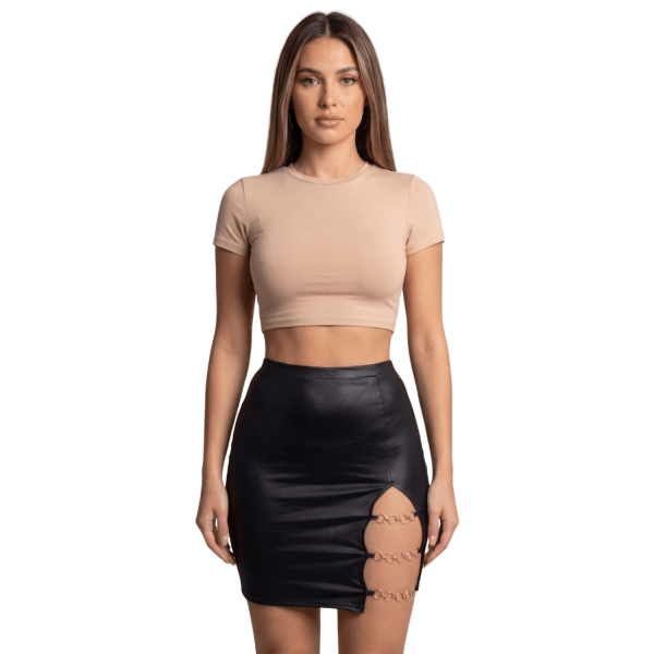 Jupe courte noire Elena fendue sur le côté  Be lily Mode