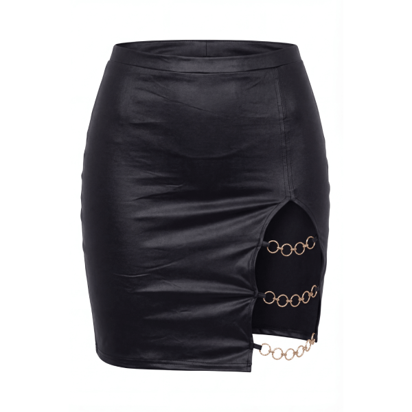 Jupe courte noire Elena fendue sur le côté  Be lily Mode