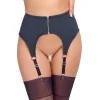 Porte-jarretelles noir mat Cottelli LINGERIE | Zip & anneaux argentés