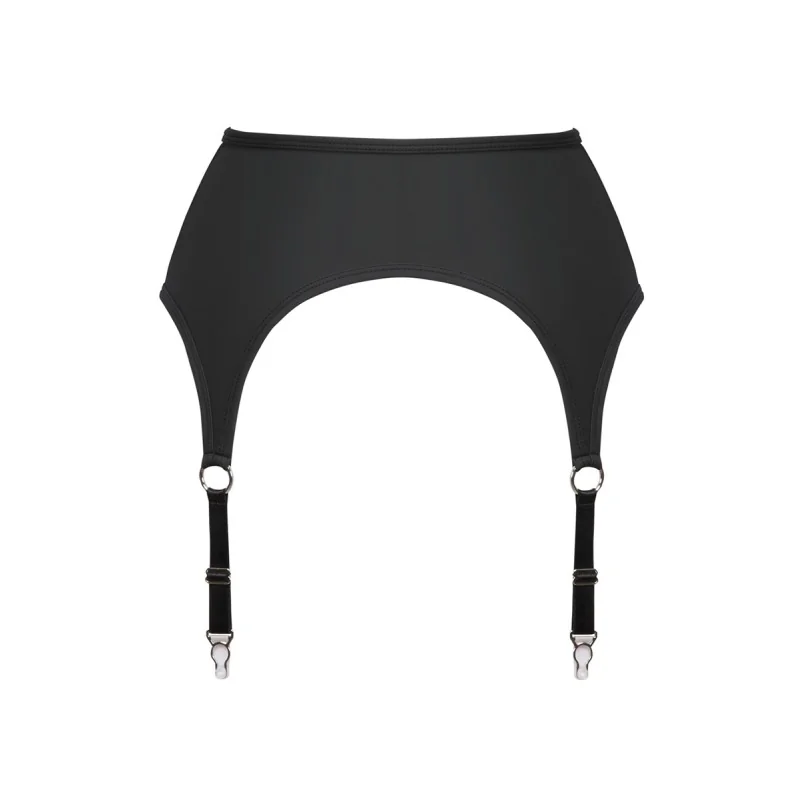 Porte-jarretelles noir mat Cottelli LINGERIE | Zip & anneaux argentés
