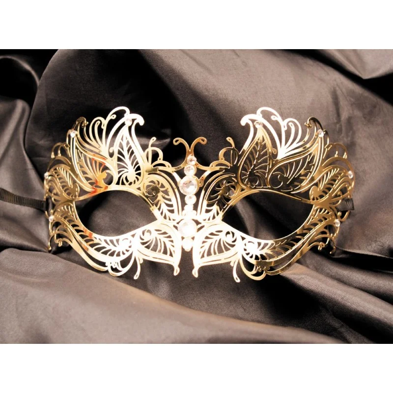 Masque Vénitien Greta Rigide Doré Strass | Annick Création