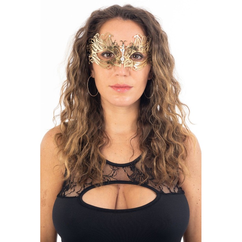 Masque vénitien en métal luxe et strass de la collection Be Lily accessoires