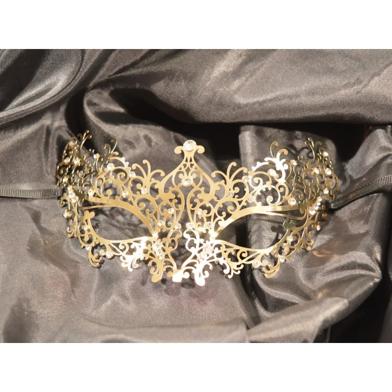 Masque Vénitien Chiara Rigide Doré Strass | Annick Création