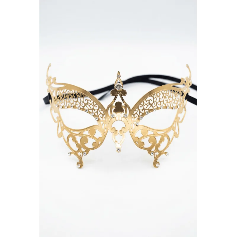 Masque Vénitien Alida Rigide Doré avec Strass | Annick Création