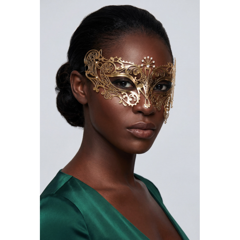 Masque vénitien en métal luxe et strass de la collection Be Lily accessoires