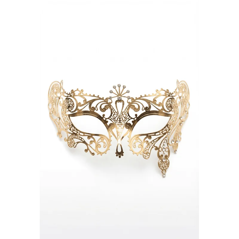 Masque Vénitien Bianca Rigide Doré Strass | Annick Création