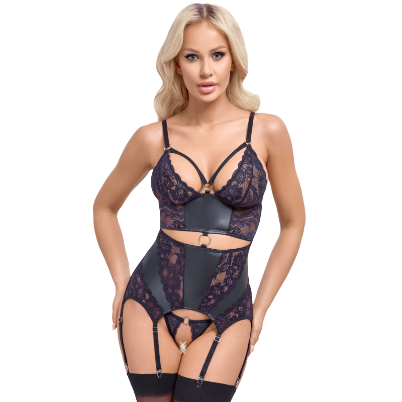 Guêpière porte-jarretelles et string assorti - Cottelli