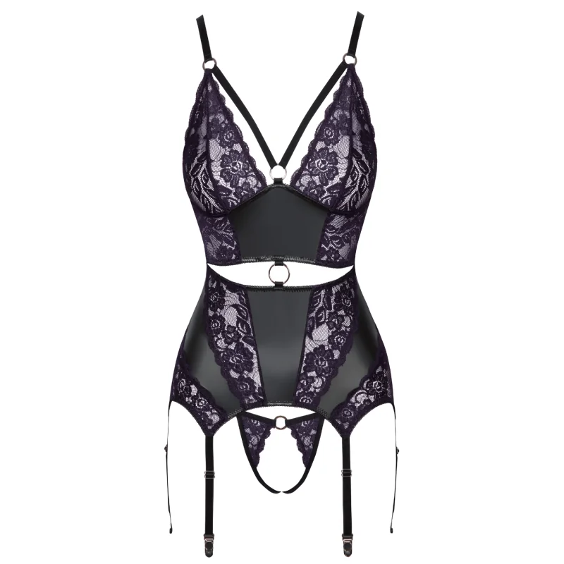 Guêpière Porte-Jarretelles & String Cottelli – Noir & Violet