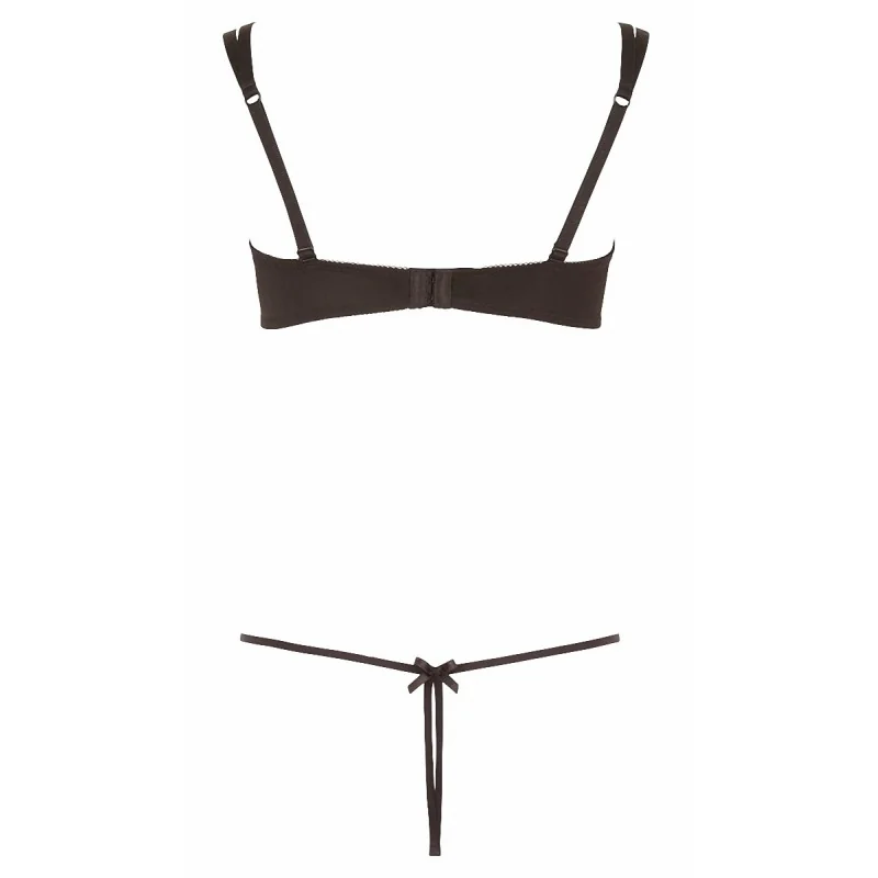 Ensemble dentelle seins nus & string ouvert noir - Cottelli