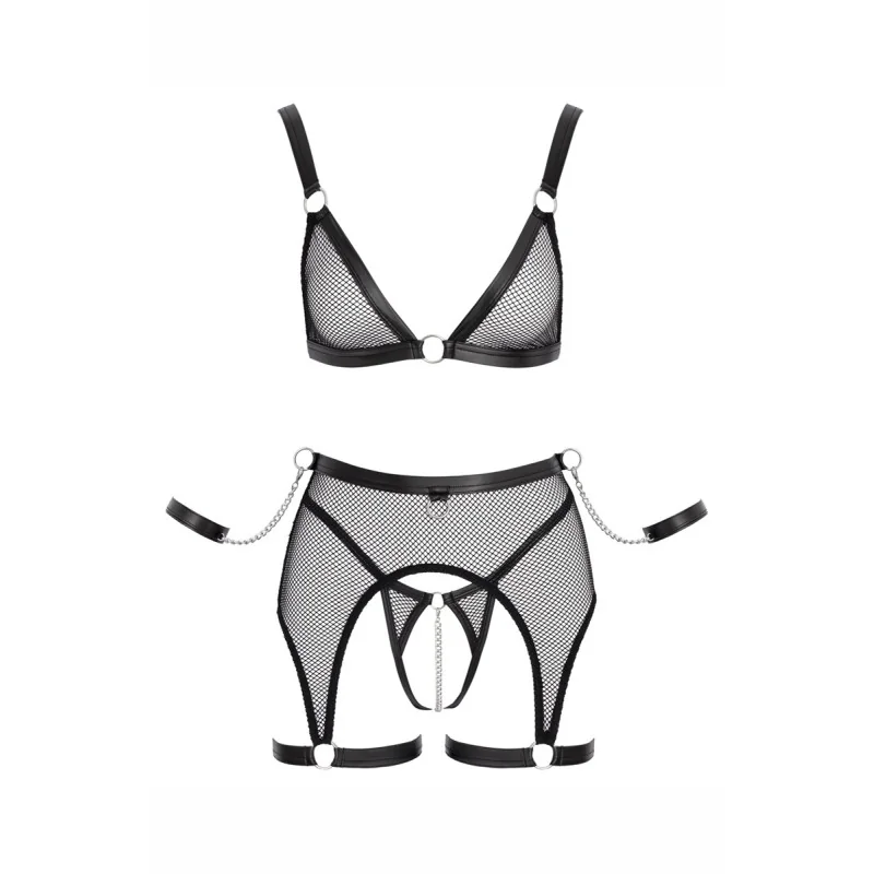 Ensemble Fetish Noir Dentelle Cottelli Bondage | Annick Création