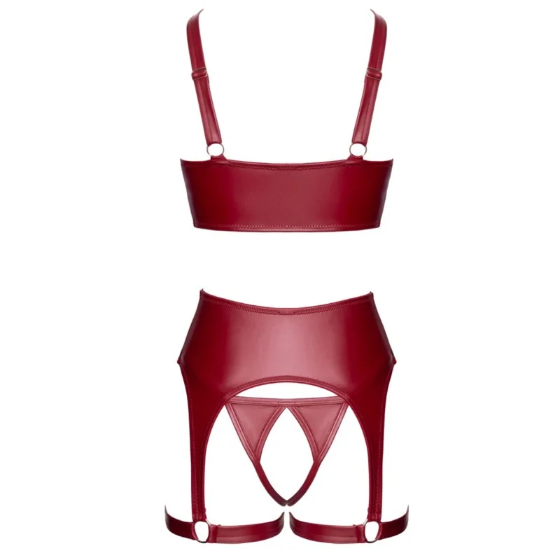 Ensemble Seins Nus 3 Pièces Rouge Bordeaux - Cottelli LINGERIE