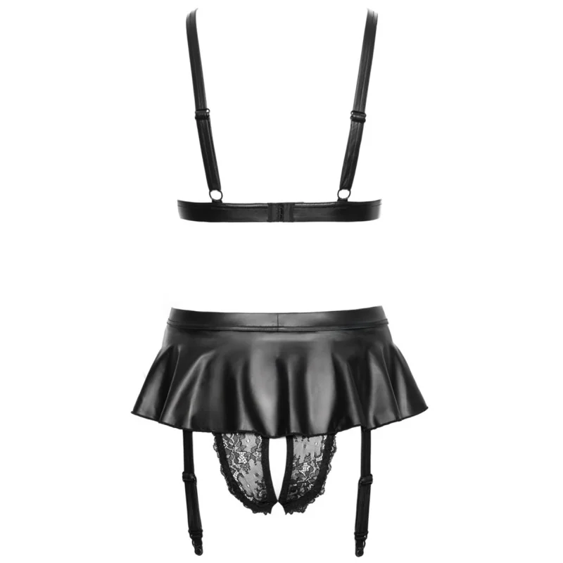 Ensemble Lingerie Dentelle Noire Jarretelles - Cottelli LINGERIE