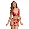 Set soutien-gorge et slip à jarretelles ouvert rouge - Cottelli BONDA