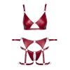 Set soutien-gorge et slip à jarretelles ouvert rouge - Cottelli BONDA