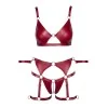 Set Soutien-Gorge & Slip Jarretelles Ouvert Rouge Cottelli BONDAGE