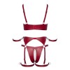 Set soutien-gorge et slip à jarretelles ouvert rouge - Cottelli BONDA