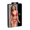 Set soutien-gorge et slip à jarretelles ouvert rouge - Cottelli BONDA