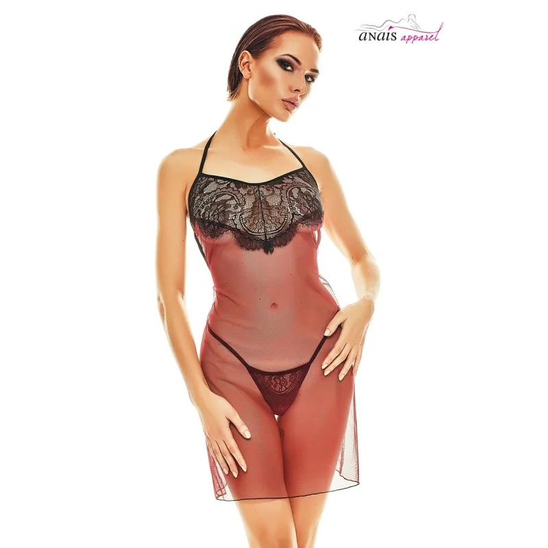 Robe Lingerie Rouge Noire Fantasme Anaïs | Annick Création