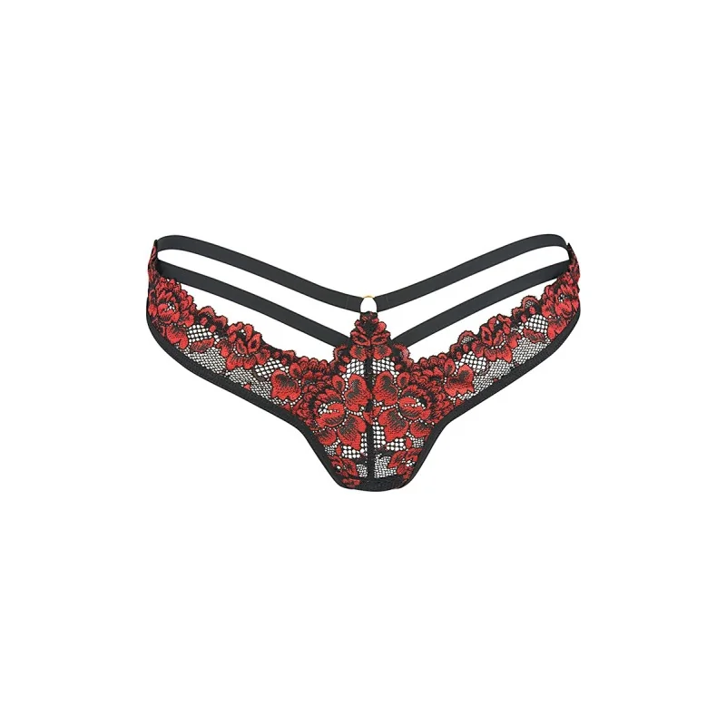 String Dentelle V-10038 Axami - Noir & Rouge Sensuel