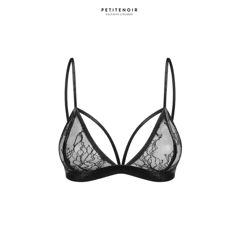 Soutien-gorge triangle dentelle & velours PETITENOIR