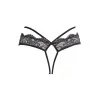 String Dentelle Noir Brodé Or & Bleu V-10368 Axami