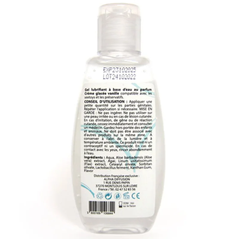 Lubrifiant naturel eau saveur crème glacée vanille