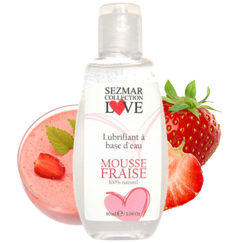 Lubrifiant à base d'eau 100% naturel Mousse fraise 90 ml Sezmar Love