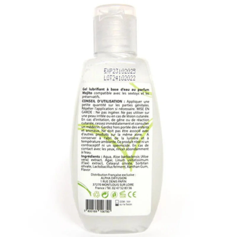 Lubrifiant 100% naturel au Mojito – Base d'eau 90ml
