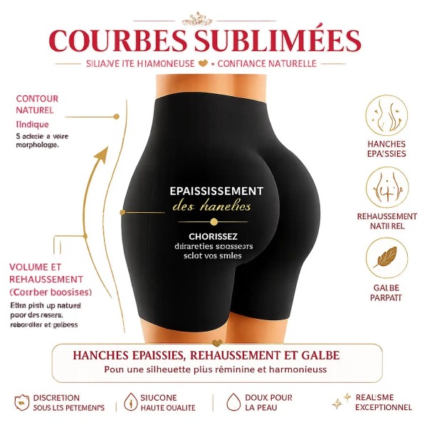Panty silicone, rehausseur de hanches, effet  push-up