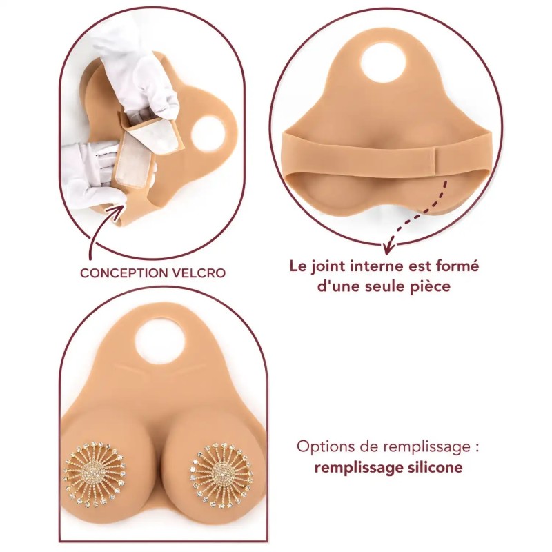 Buste plastron silicone encolure ronde – dos Velcro