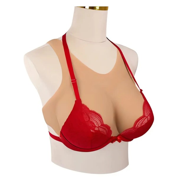 Buste faux seins silicone, intérieur concave – dos Velcro