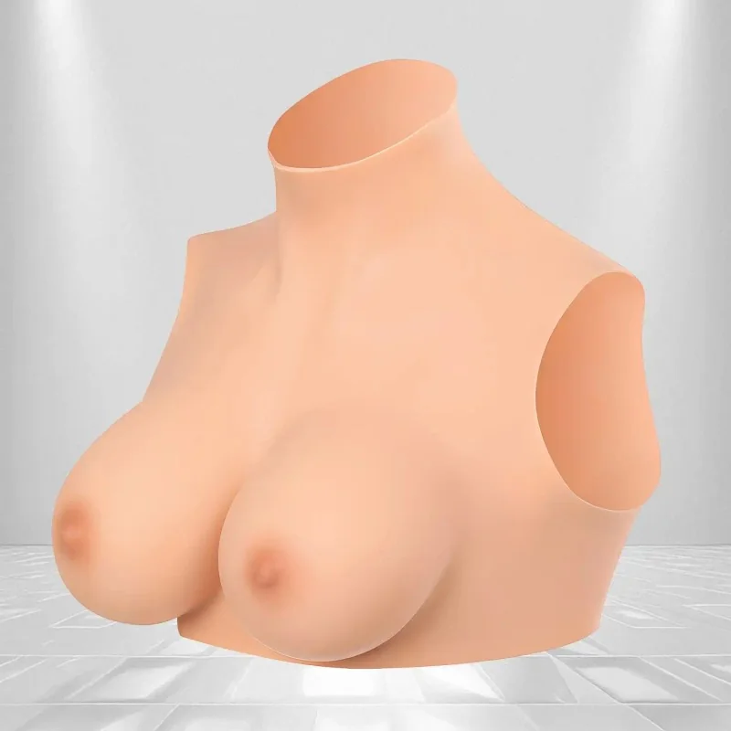 Buste seins réalistes col haut peau claire Starbust