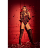 Corset bustier sans bretelles brodé noir et rouge avec laçage dos - Mapalé Mapalé