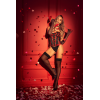 Corset bustier sans bretelles brodé noir et rouge avec laçage dos - Mapalé Mapalé