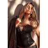 Corset bustier effet cuir noir liquide avec double laçage - Mapalé Mapalé